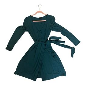 2 DRESS LOT: Purple Shirtdress/Green Wrap Dress SIZE MEDIUM Cotton Everyday 6 8